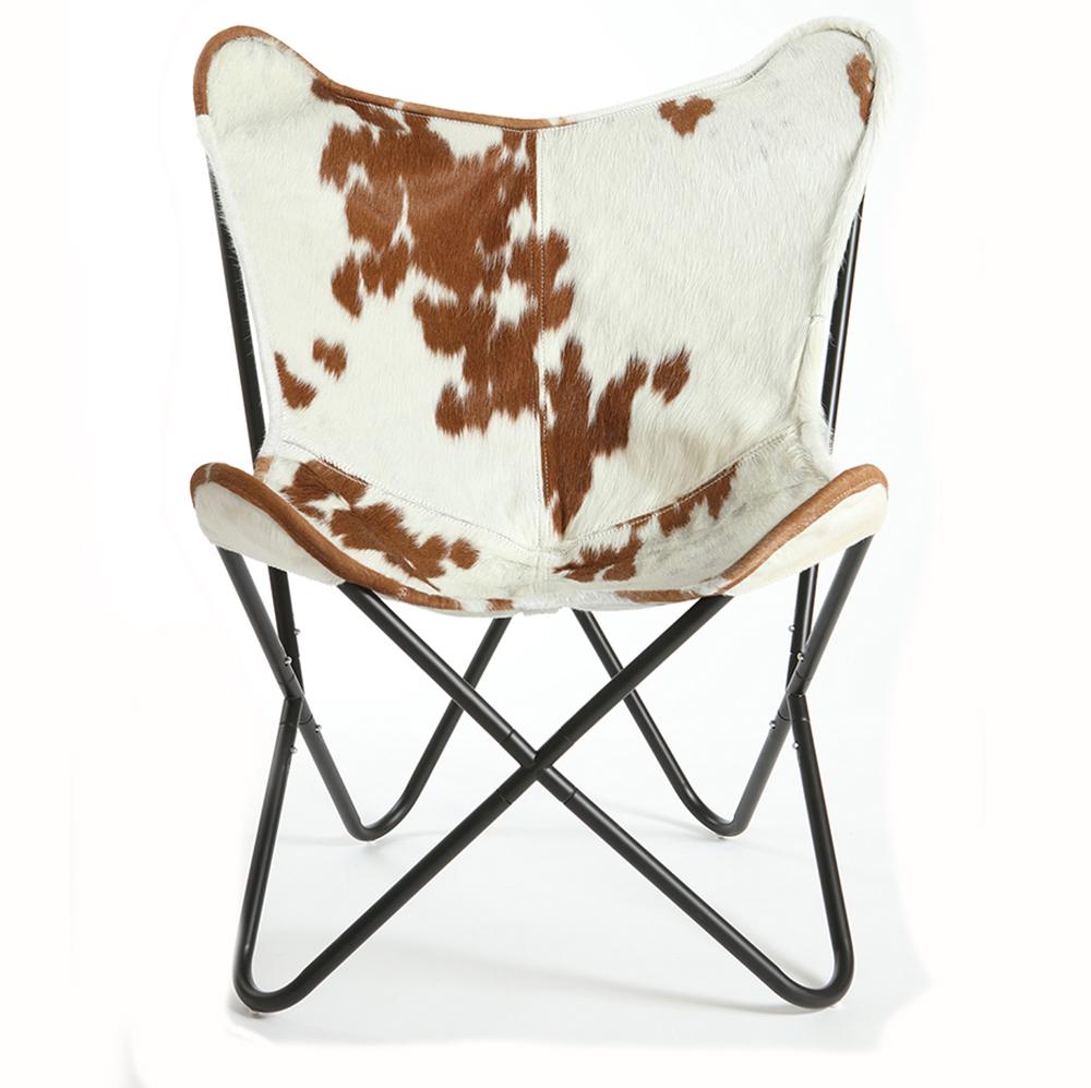 HOLSTEIN BROWN & WHITE - Hair on Hide Butterfly Chair