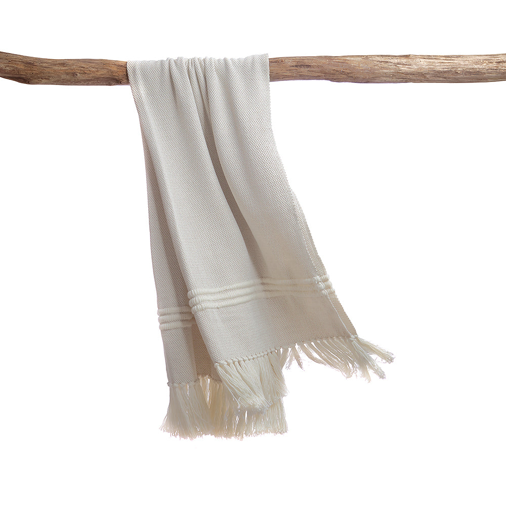 Ivory Striped Beige Throw Blanket
