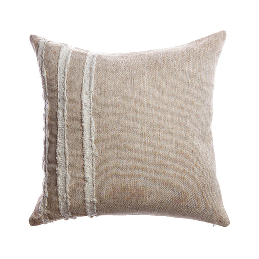 Ivory Striped Raw Linen Square Pillow