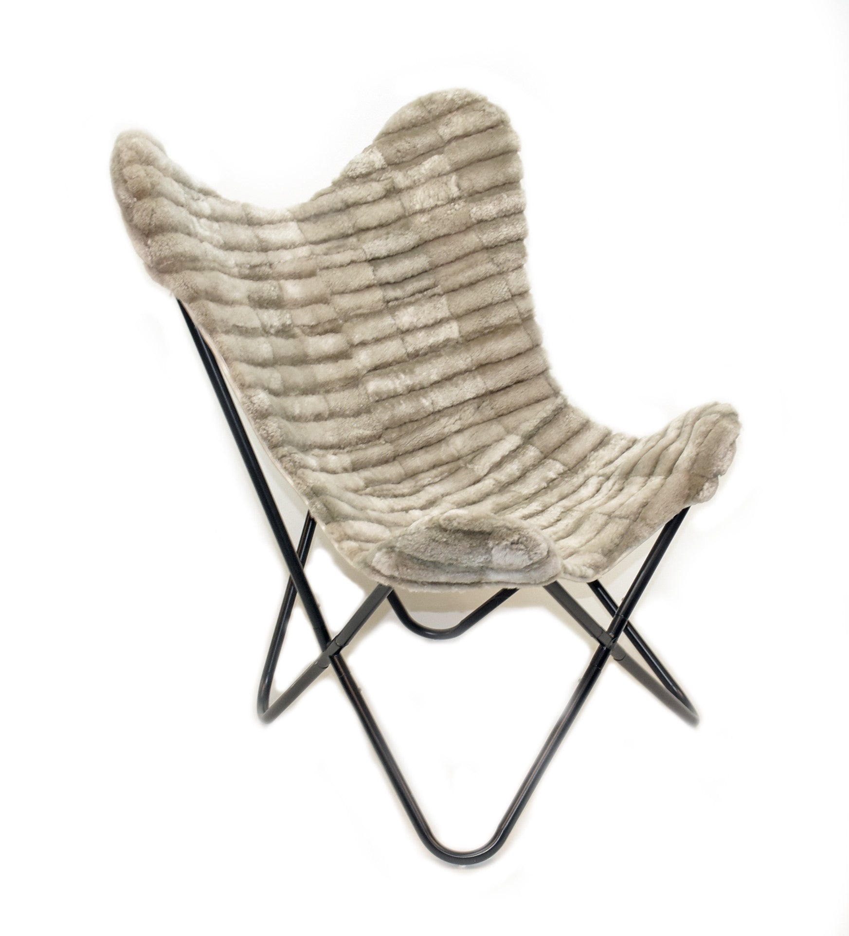 THICK STRIPES LIGHT GREY - Shearling Butterfly Chair