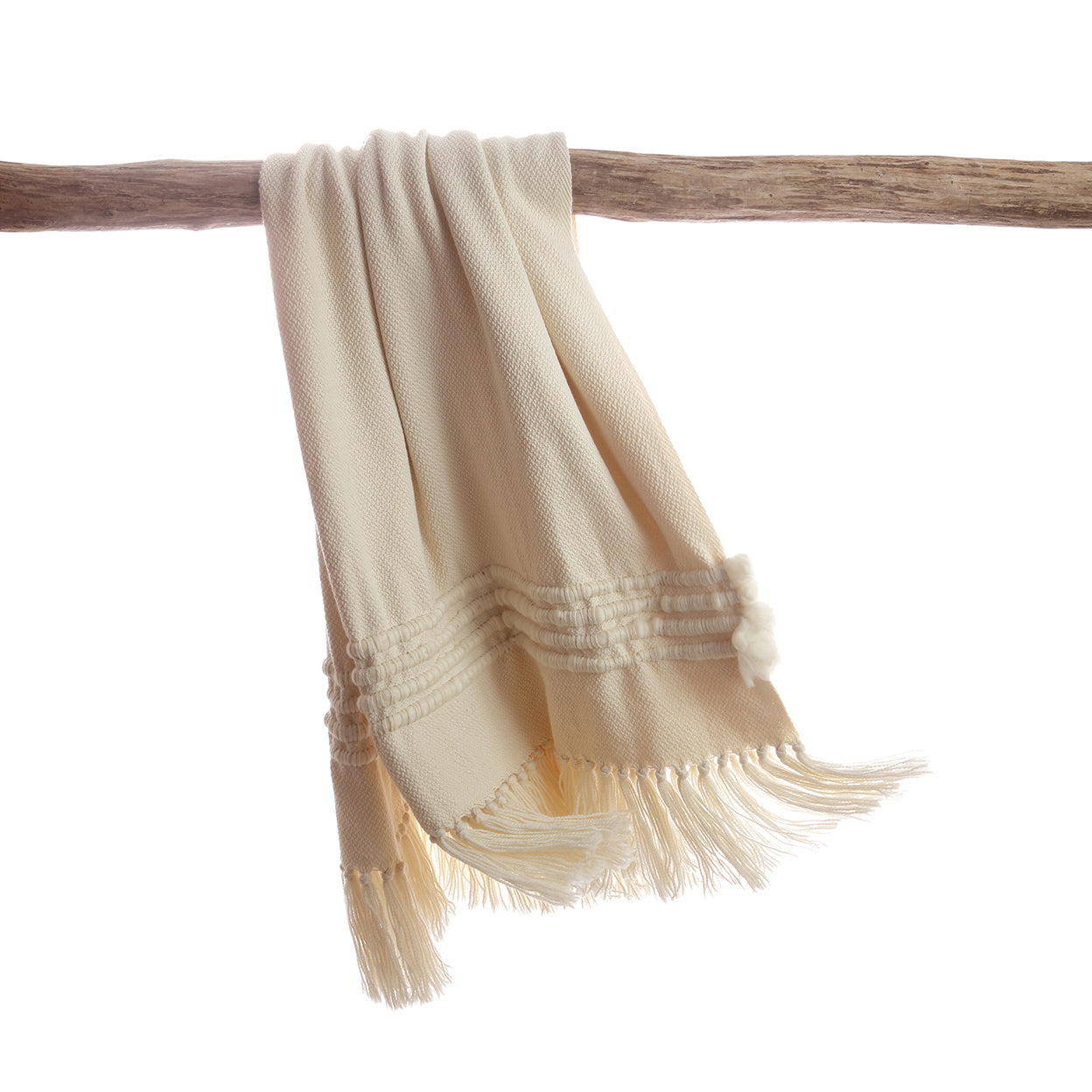Natural Ivory Striped Throw Blanket
