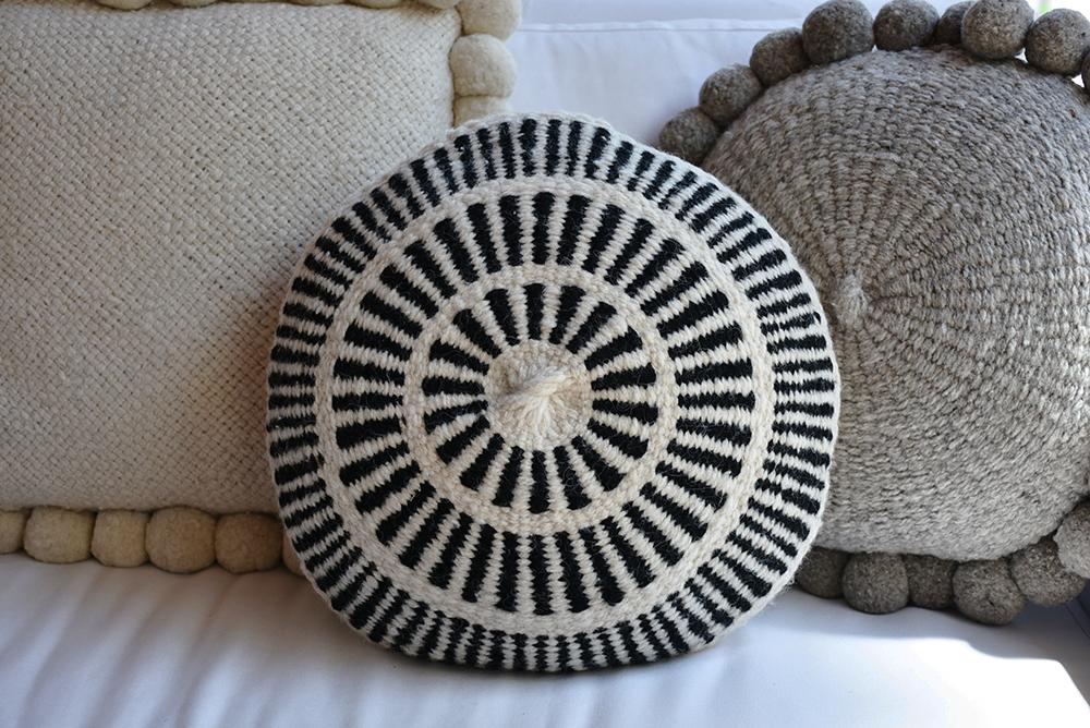 Prisma Grey Round Wool Pillow