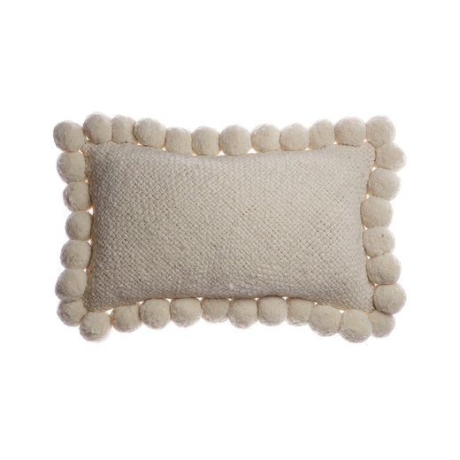 Pom Wool Lumbar Pillow - Ivory