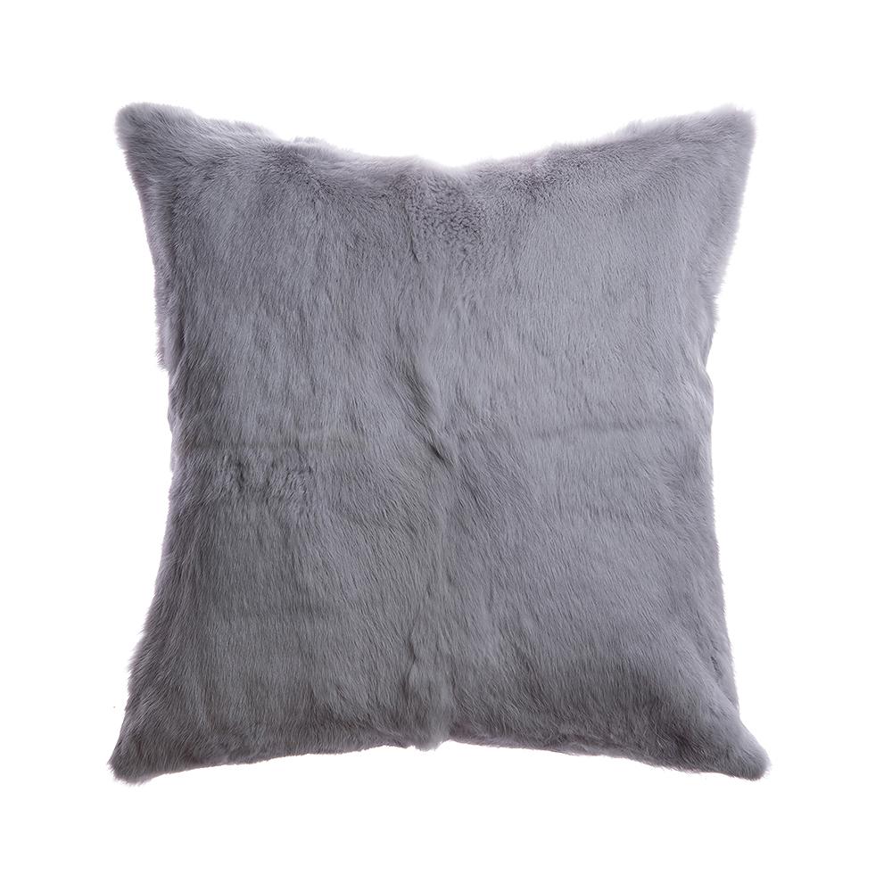 Rabbit Skin Small Lumbar Pillow - Light Grey