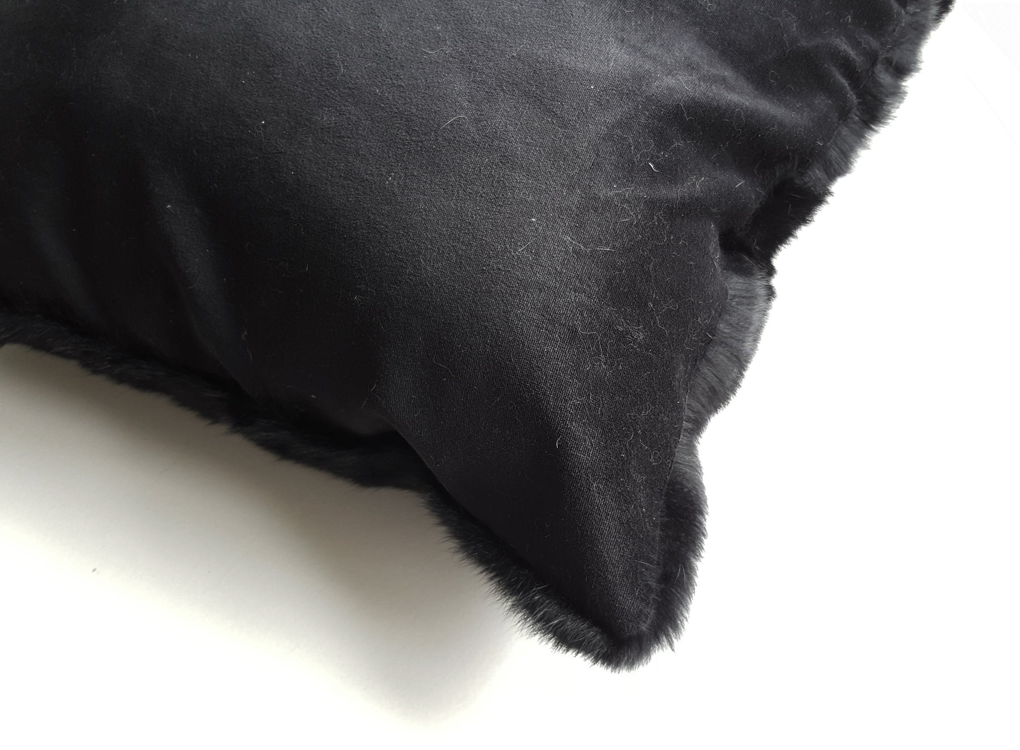 Rabbit Skin Square Pillow - Deep Black