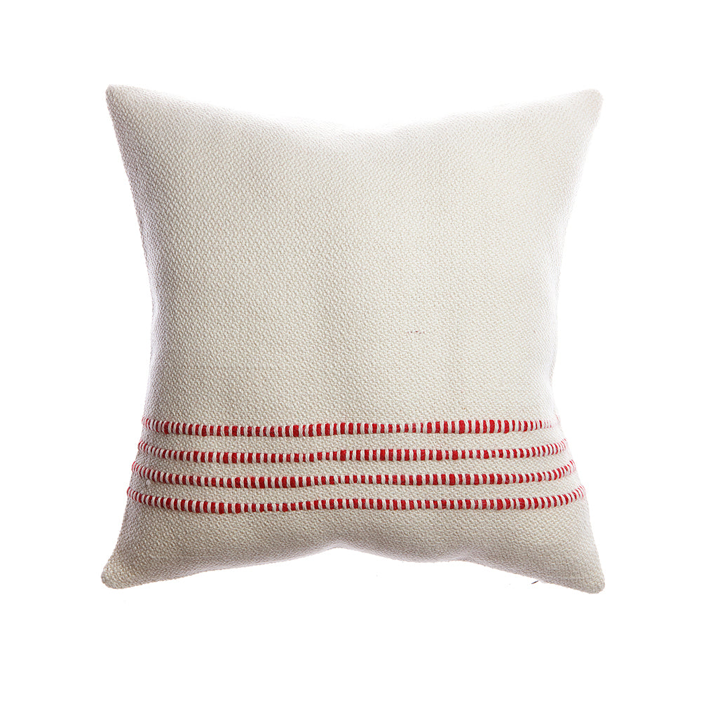 Red Striped Square Pillow