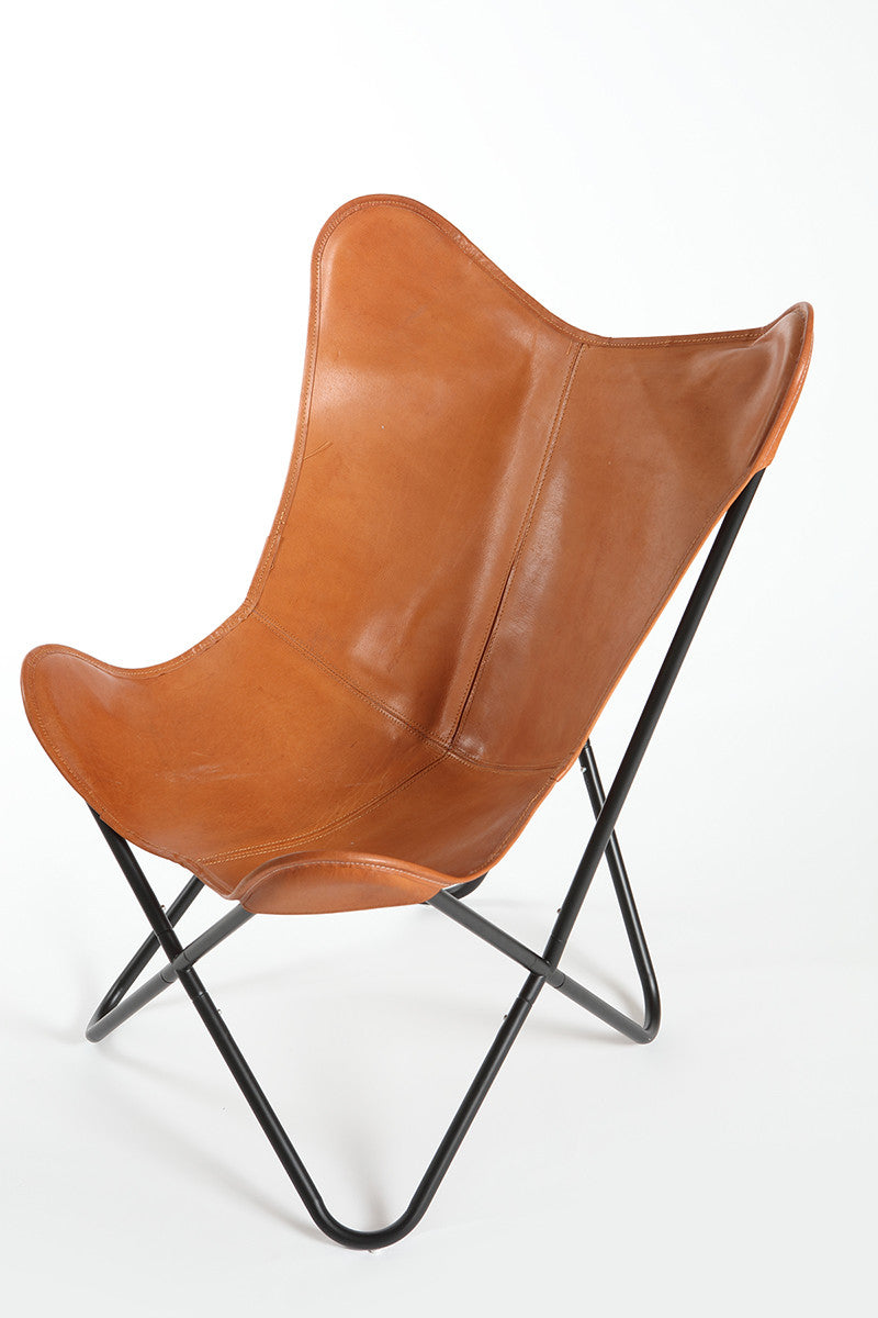 SADDLE - Leather Butterfly Chair
