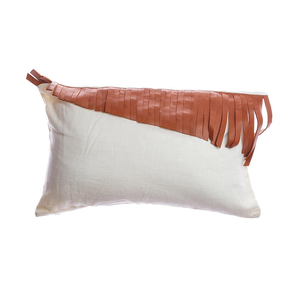 Saddle Leather Fringes Square Pillow