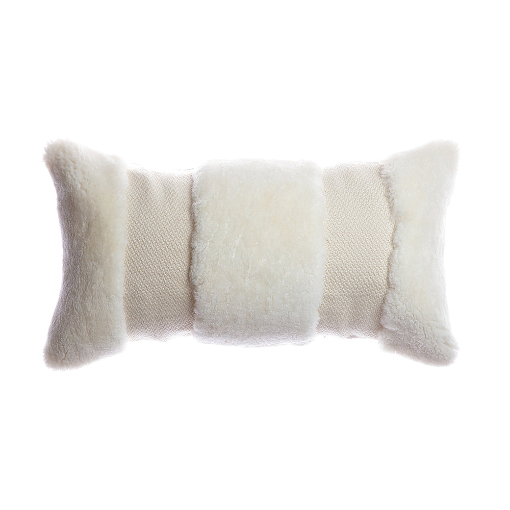 Shearling and Merino Stripes Lumbar Pillow