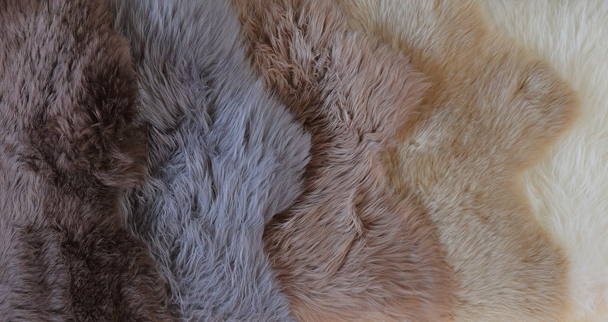 Six Piece Sheepskin Fur Rug - Beige Camel (4.7´ x  6.4´ )