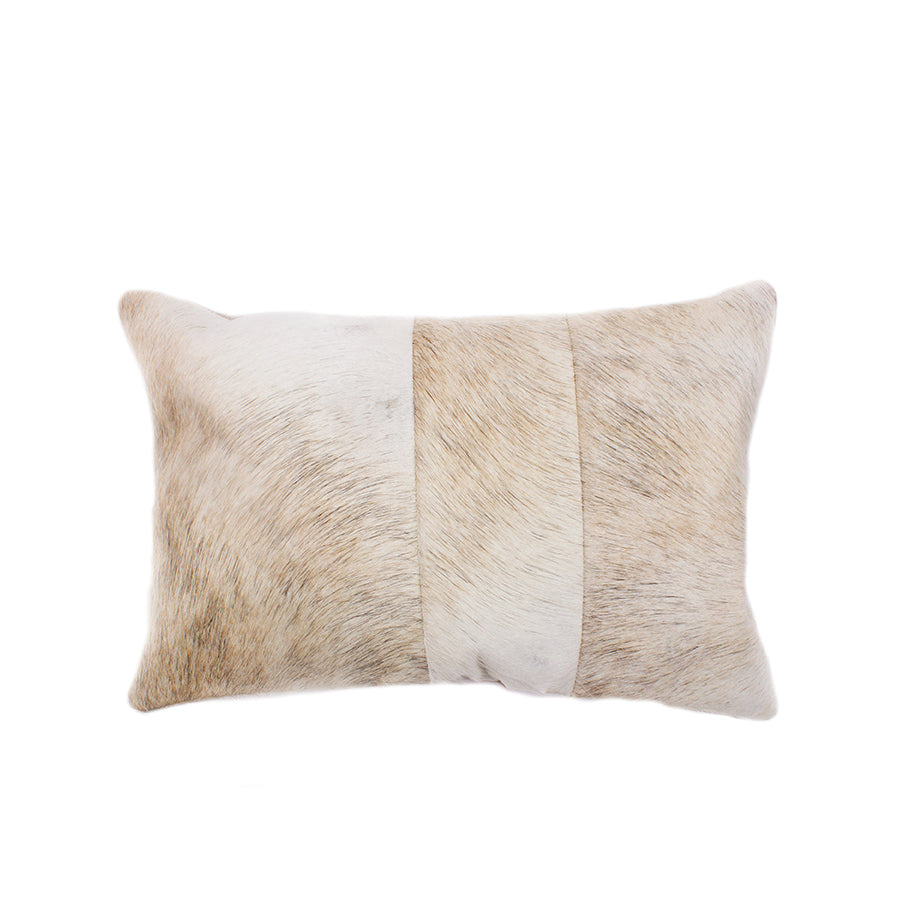 Tri Cowhide Lumbar Pillow - Soft Barley