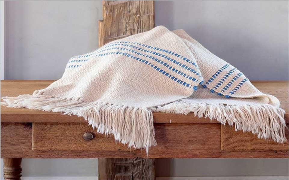 Blue Striped Decorative Throw Blanket