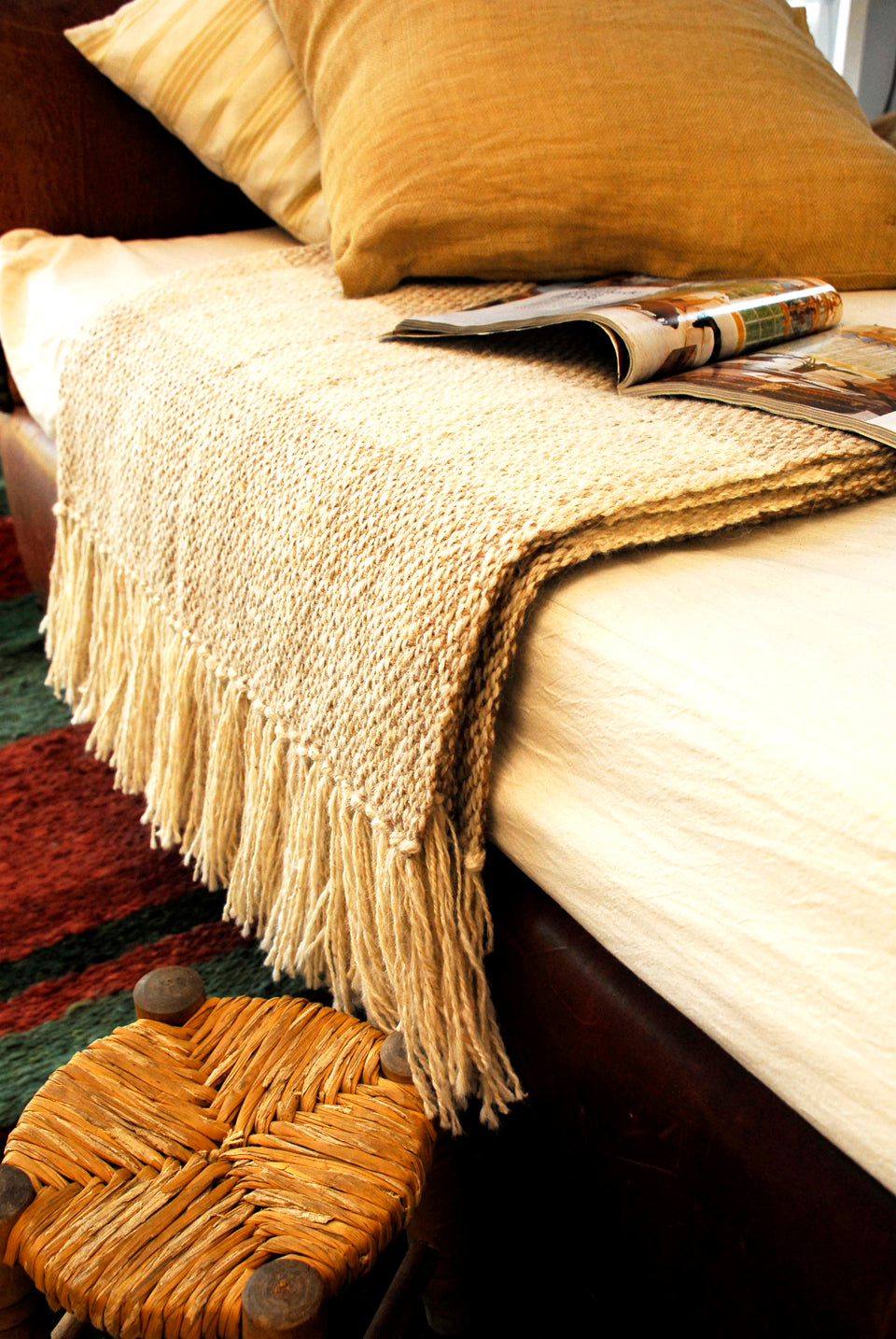 Melange Ivory Wool Throw Blanket