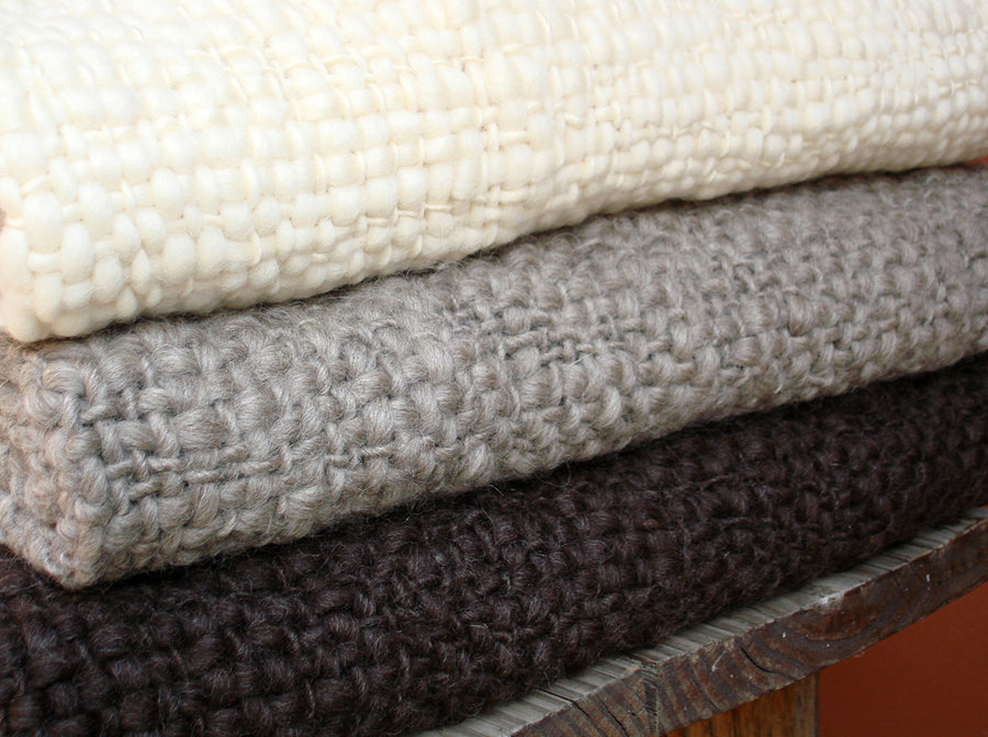 Chunky Blanket Throw - Flame Brown Wool