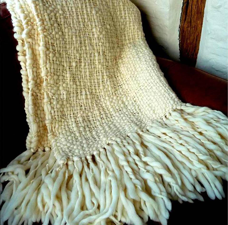 Flame Natural Wool Throw Blanket