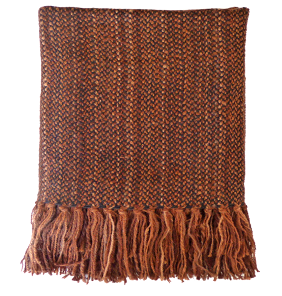 Brown Throw - Woven Wool Throw Blanket