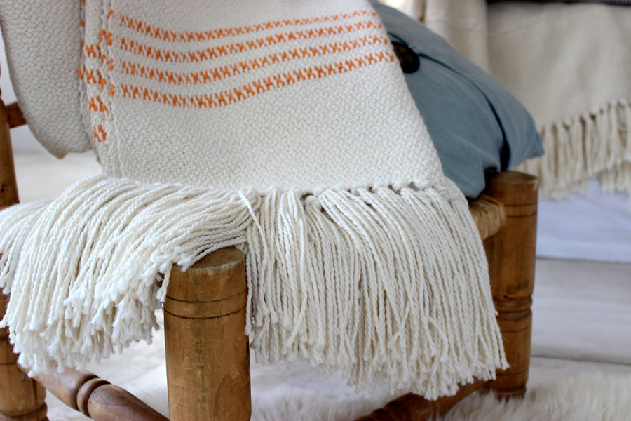 Woven Throw Blankets - Luxury Throws And Blankets - Orange Throw –  Homelosophy