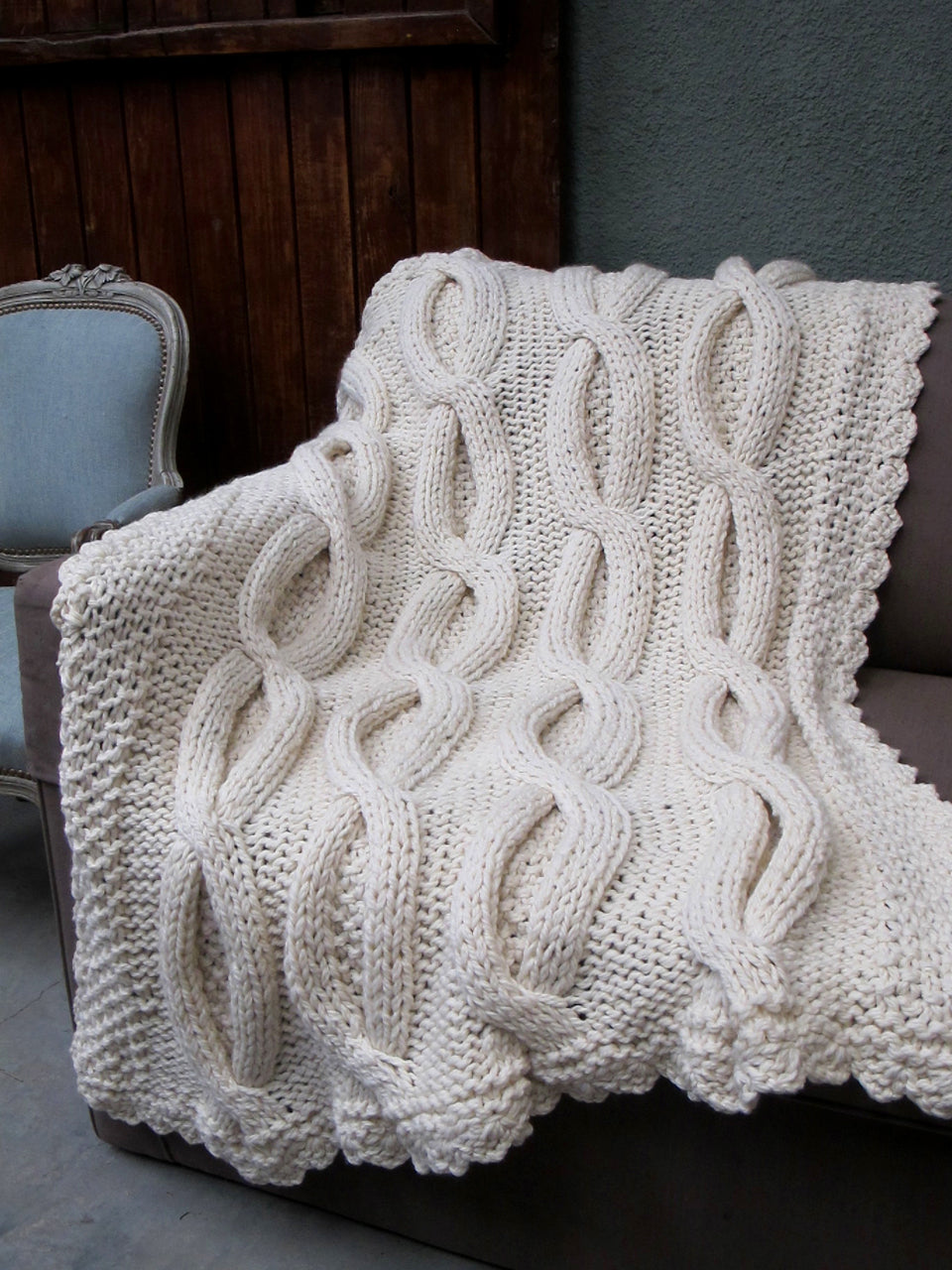 Shabby Chic Throw - Cable Knit Throw