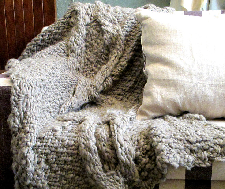 Knit Throw Blanket - Penelope Grey Throw